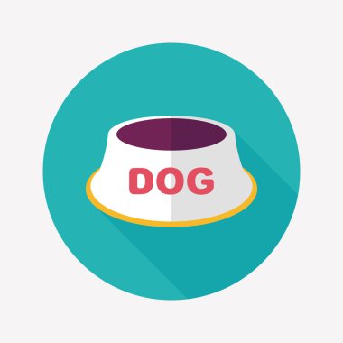 Uzun Gölge, eps10 ile evde beslenen hayvan köpek kase düz simgesi