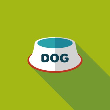 Uzun Gölge, eps10 ile evde beslenen hayvan köpek kase düz simgesi