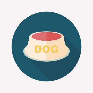 Uzun Gölge, eps10 ile evde beslenen hayvan köpek kase düz simgesi