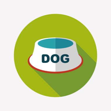 Uzun Gölge, eps10 ile evde beslenen hayvan köpek kase düz simgesi