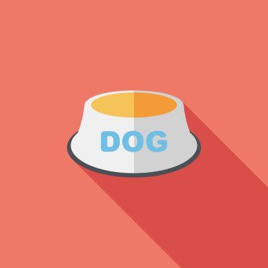 Uzun Gölge, eps10 ile evde beslenen hayvan köpek kase düz simgesi