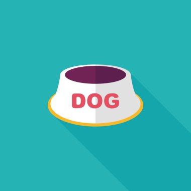 Uzun Gölge, eps10 ile evde beslenen hayvan köpek kase düz simgesi