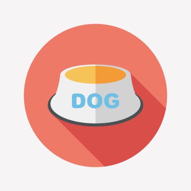 Uzun Gölge, eps10 ile evde beslenen hayvan köpek kase düz simgesi