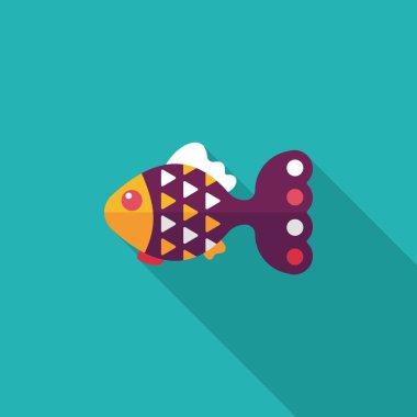 Uzun Gölge, eps10 ile evde beslenen hayvan balık düz simgesi