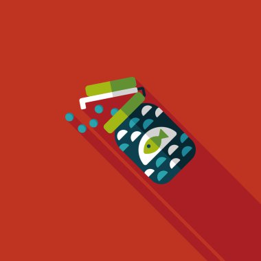 Uzun Gölge, eps10 düz simgesiyle beslemek evde beslenen hayvan balık