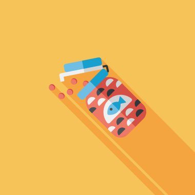 Uzun Gölge, eps10 düz simgesiyle beslemek evde beslenen hayvan balık