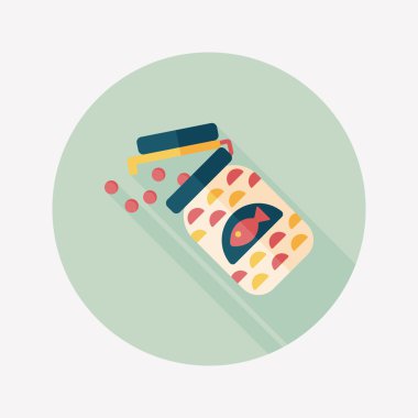 Uzun Gölge, eps10 düz simgesiyle beslemek evde beslenen hayvan balık