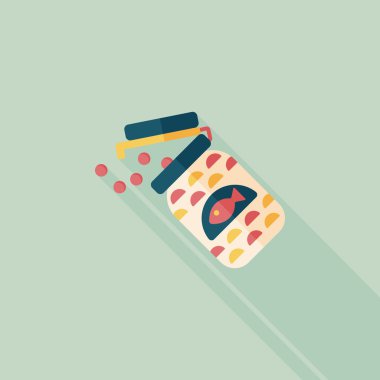 Uzun Gölge, eps10 düz simgesiyle beslemek evde beslenen hayvan balık