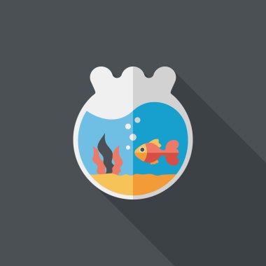 Düz simgesi uzun gölge, eps10 ile evde beslenen hayvan balık kase