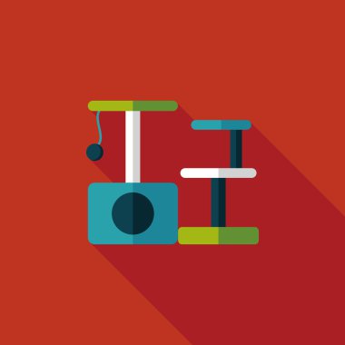 Evde beslenen hayvan kedi ağaç uzun gölge, eps10 düz simgesiyle