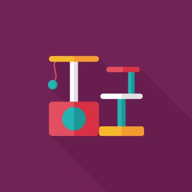 Evde beslenen hayvan kedi ağaç uzun gölge, eps10 düz simgesiyle