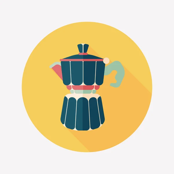 Koffie waterkoker platte pictogram met lange schaduw, eps10 — Stockvector