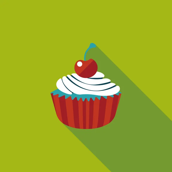 Cupcake platte pictogram met lange schaduw, eps10 — Stockvector