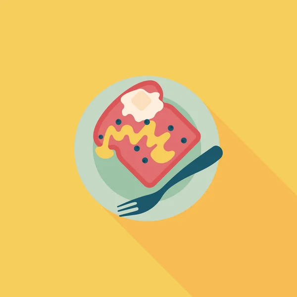 Desayuno tostadas icono plano con sombra larga, eps10 — Vector de stock