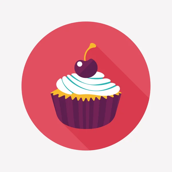 Cupcake platte pictogram met lange schaduw, eps10 — Stockvector