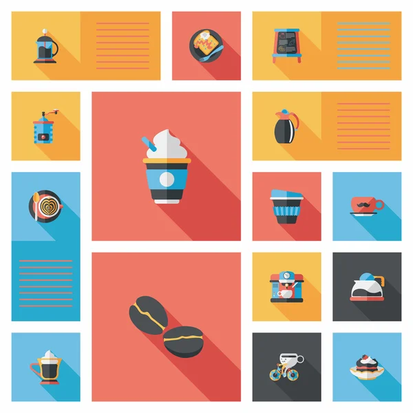 Café plano ui fondo conjunto, eps10 — Vector de stock