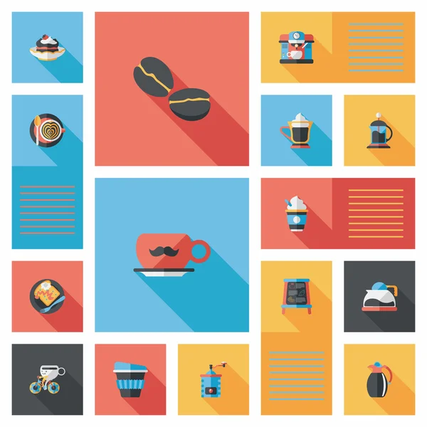 Café plano ui fondo conjunto, eps10 — Vector de stock