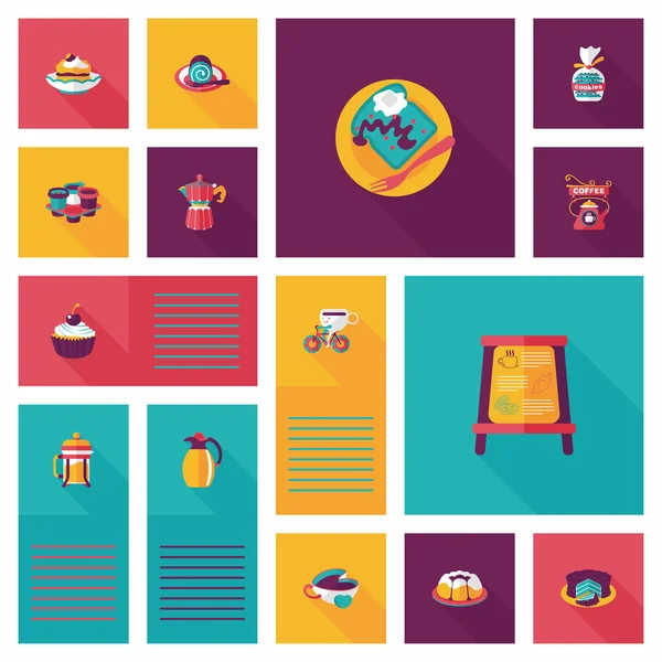 Café plano ui fondo conjunto, eps10 — Vector de stock