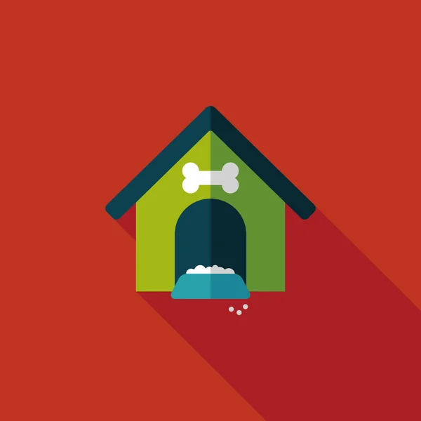 Pet dog house flat icon with long shadow, eps10 — стоковый вектор