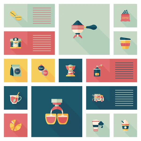 Café plano ui fondo conjunto, eps10 — Vector de stock