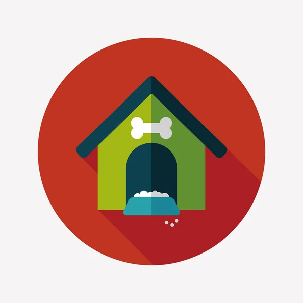 Pet dog house flat icon with long shadow, eps10 — стоковый вектор