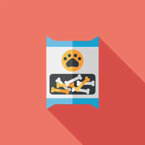 Kedvtelésből tartott kutya élelmiszer csomag lapos ikon hosszú árnyék, eps10 — Stock Vector