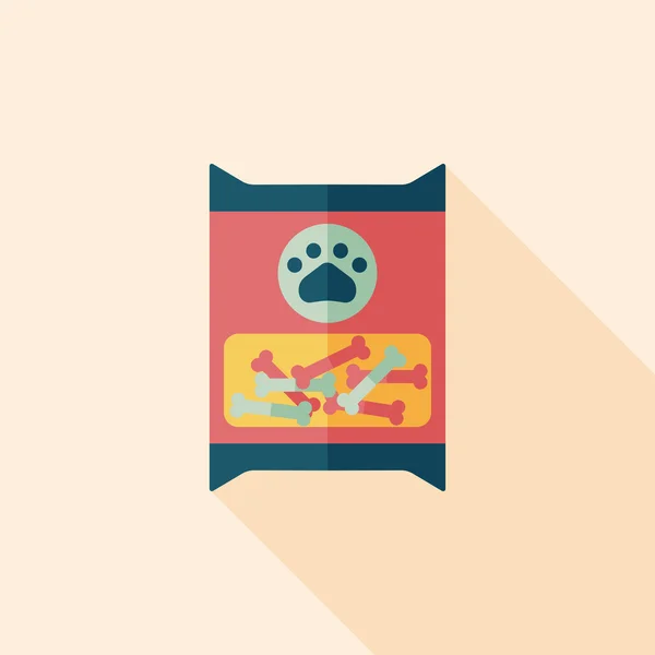 Pies żywność pakiet płaski ikona z długim cieniem, eps10 — Wektor stockowy