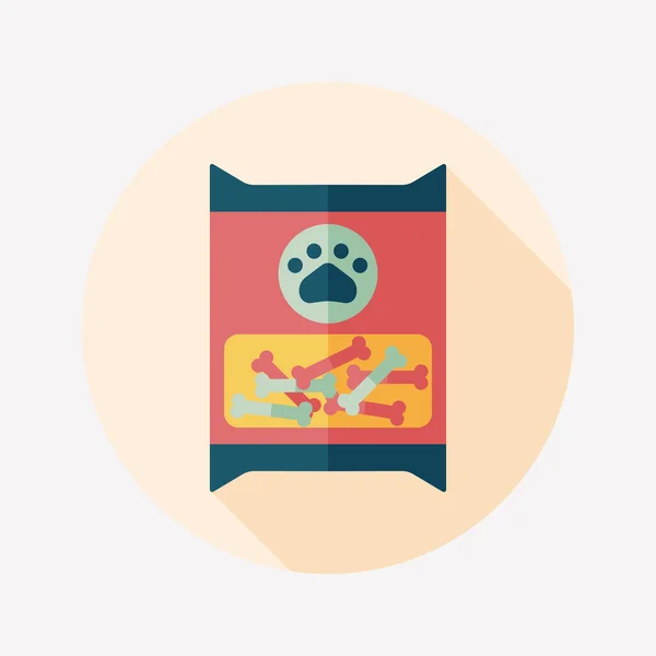 Mascotas paquete de alimentos para perros icono plano con sombra larga, eps10 — Archivo Imágenes Vectoriales