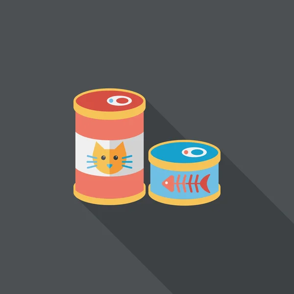 Pet cat food can flat icon with long shadow, eps10 — стоковый вектор