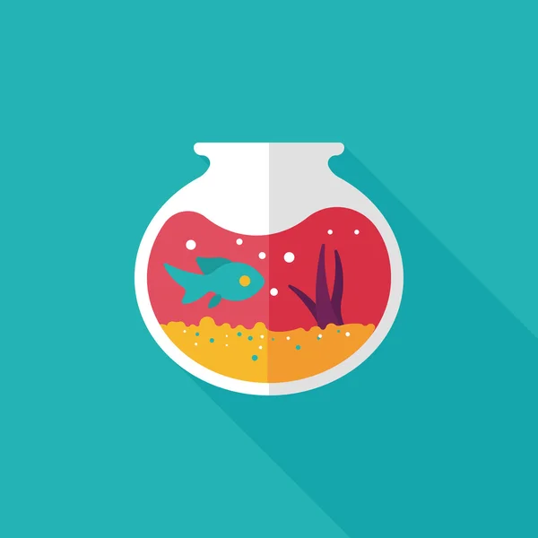 Pet fish bowl flat icon with long shadow, eps10 — стоковый вектор