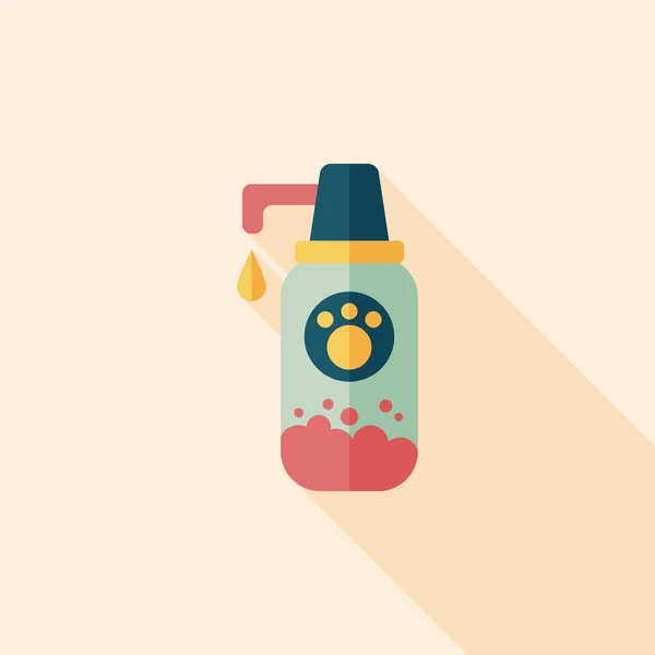 Shampooing pour animaux icône plate avec ombre longue, eps10 — Image vectorielle