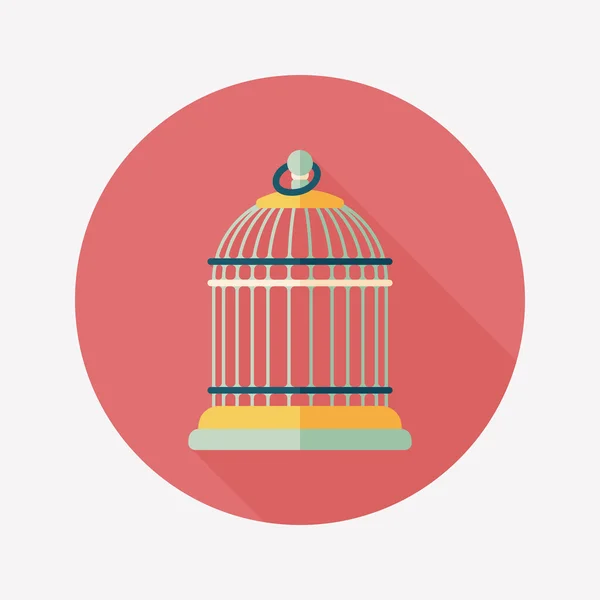 Pet pássaro gaiola ícone plano com sombra longa, eps10 — Vetor de Stock