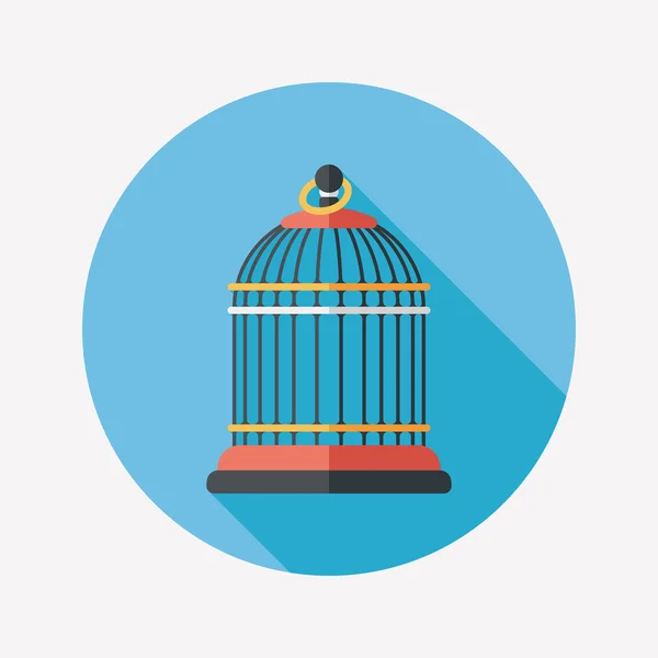 Cage à oiseaux pour animaux icône plate avec ombre longue, eps10 — Image vectorielle