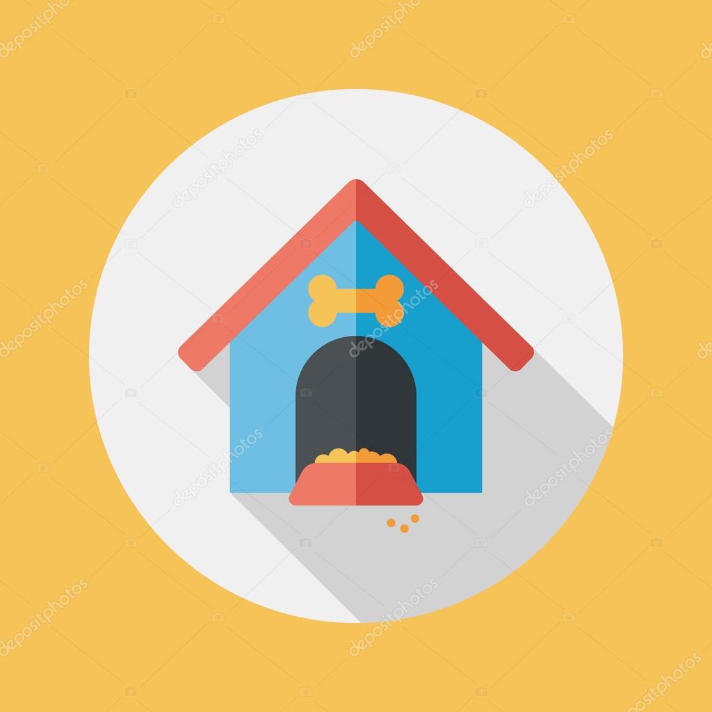 Pet dog house flat icon with long shadow,eps10