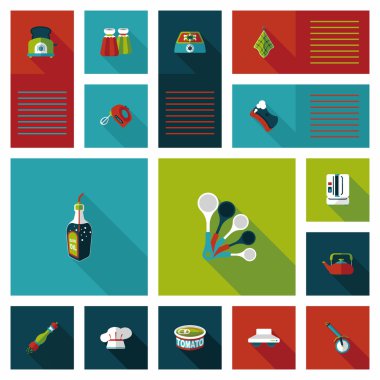 Mutfak eşyaları düz app kullanıcı arabirimi arka plan, eps10