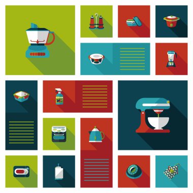 Mutfak eşyaları düz app kullanıcı arabirimi arka plan, eps10
