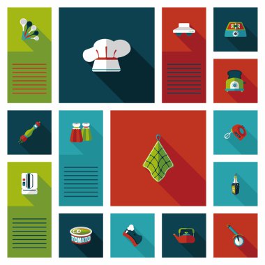 Mutfak eşyaları düz app kullanıcı arabirimi arka plan, eps10