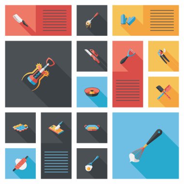 Mutfak eşyaları düz app kullanıcı arabirimi arka plan, eps10