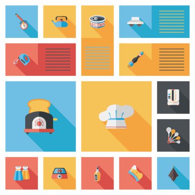 Mutfak eşyaları düz app kullanıcı arabirimi arka plan, eps10