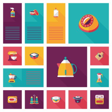 Mutfak eşyaları düz app kullanıcı arabirimi arka plan, eps10