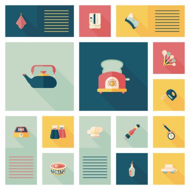 Mutfak eşyaları düz app kullanıcı arabirimi arka plan, eps10