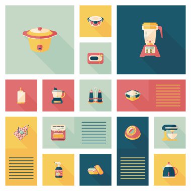 Mutfak eşyaları düz app kullanıcı arabirimi arka plan, eps10