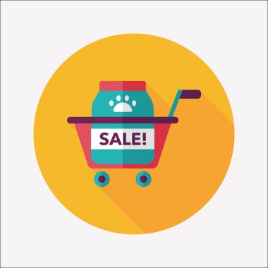 Evde beslenen hayvan Satılık düz simgesi uzun gölge, eps10 ile alışveriş