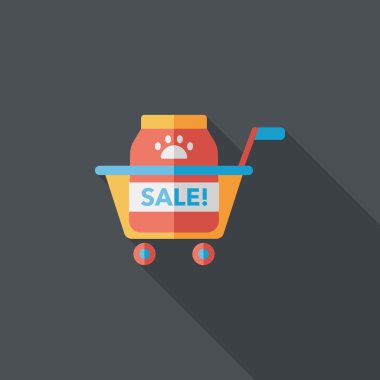 Evde beslenen hayvan Satılık düz simgesi uzun gölge, eps10 ile alışveriş