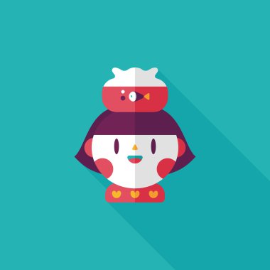 Evde beslenen hayvan balık ve kız arkadaşlık düz simgesi ile uzun gölge, eps10