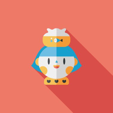 Evde beslenen hayvan balık ve kız arkadaşlık düz simgesi ile uzun gölge, eps10