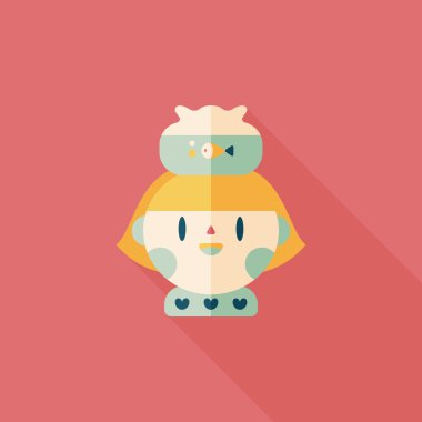 Evde beslenen hayvan balık ve kız arkadaşlık düz simgesi ile uzun gölge, eps10