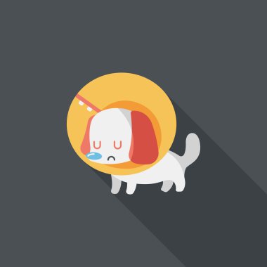 Evde beslenen hayvan Elizabethan yaka uzun gölge, eps10 düz simgesiyle