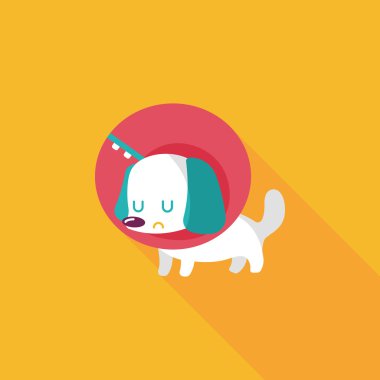 Evde beslenen hayvan Elizabethan yaka uzun gölge, eps10 düz simgesiyle