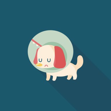 Evde beslenen hayvan Elizabethan yaka uzun gölge, eps10 düz simgesiyle